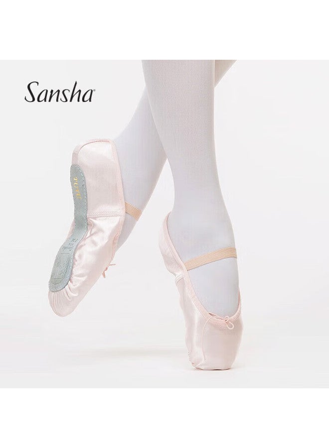 Sansha Ballet Flats For Women And Children, Satin Princess Soft Shoes With One Piece Sole, Beginner-friendly, 4s English Satin, Size 33 - Image 1