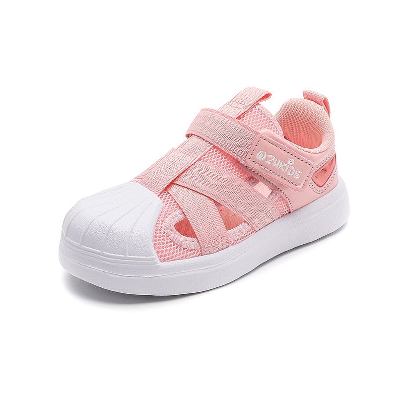 Boys Shoes Slip-On Spring And Soft Bottom Breathable Children'S Shell Head Kick-Off Girls' Sports Shoes Anti-Collision Sandals - Image 1