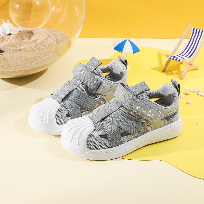 Boys Shoes Slip-On Spring And Soft Bottom Breathable Children'S Shell Head Kick-Off Girls' Sports Shoes Anti-Collision Sandals - Image 3