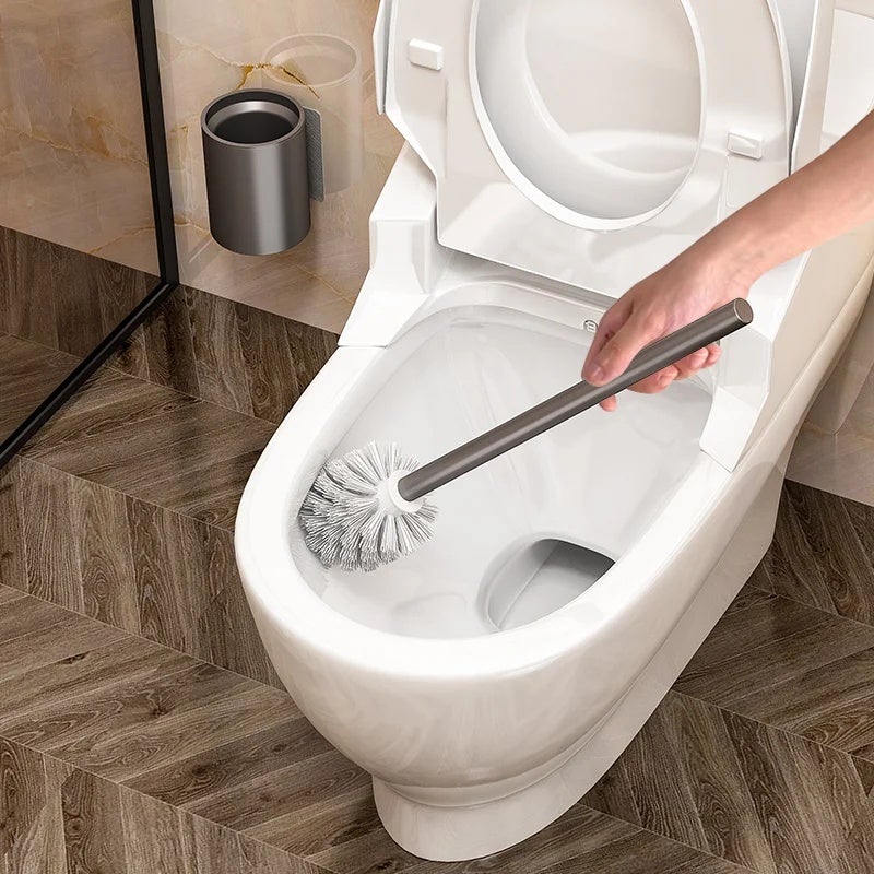 Space Aluminum Toilet Brush No Dead Angle Cleaning Wall Hanging Perforation-free - Image 2