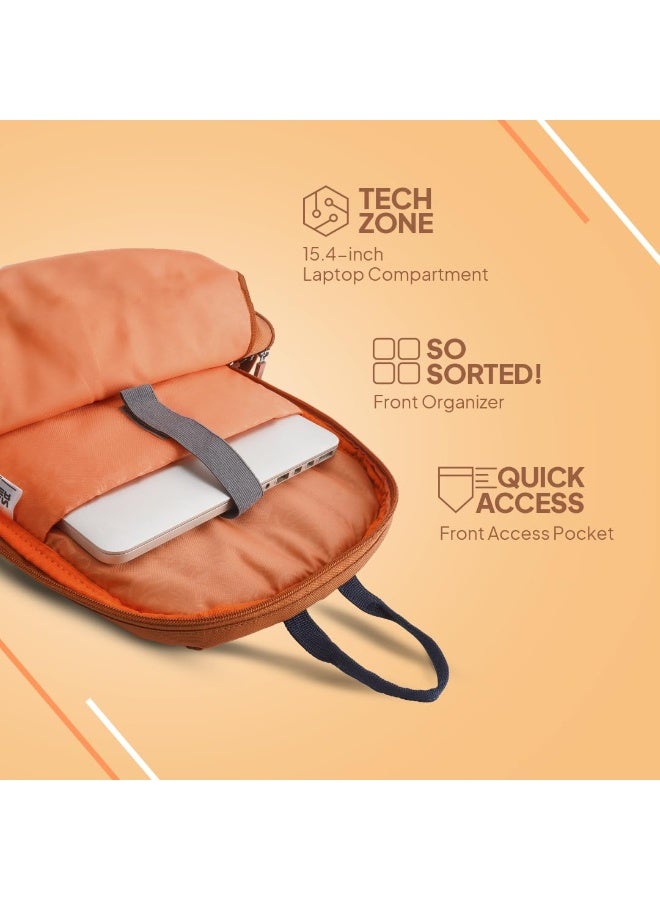 American Tourister Carter, 28L Volume College and Office 4 Compartment Laptop Backpack with Front Organizer and Spacious Interiors for Unisex - Ginger,Orange - Image 3
