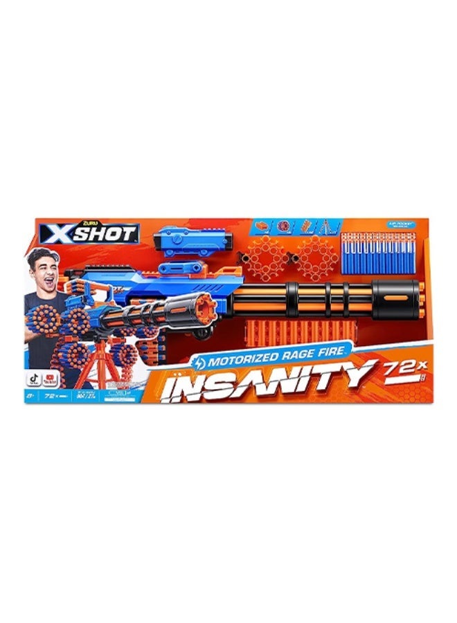 ZURU-XSHOT-INSANITY-SERIES 1 Motorized Rage Fire Gatlin Gun (72Darts,40chains) Open Box,Bulk,4pcs,No Inner,STD Color - Image 3