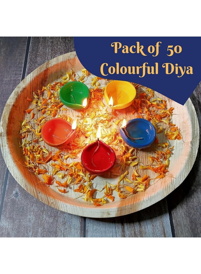 Indian Karigar Clay Diya Decorative Diyas for Diwali Festival - 50 Colourful, Home Decor - Image 4