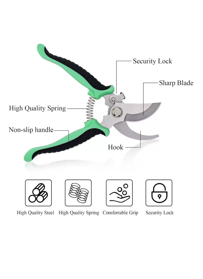 RATSAW - 19cm Hand Gardening Cutter Professional Garden Scissors with Stainless Steel Blade Ultra Sharp Scissors for Trimming Fruits Flowers Plants Green - Image 1