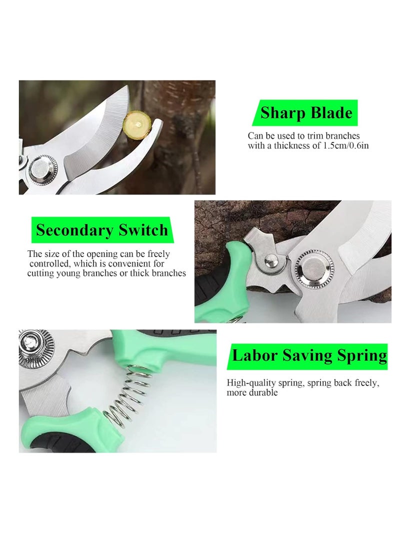 RATSAW - 19cm Hand Gardening Cutter Professional Garden Scissors with Stainless Steel Blade Ultra Sharp Scissors for Trimming Fruits Flowers Plants Green - Image 1