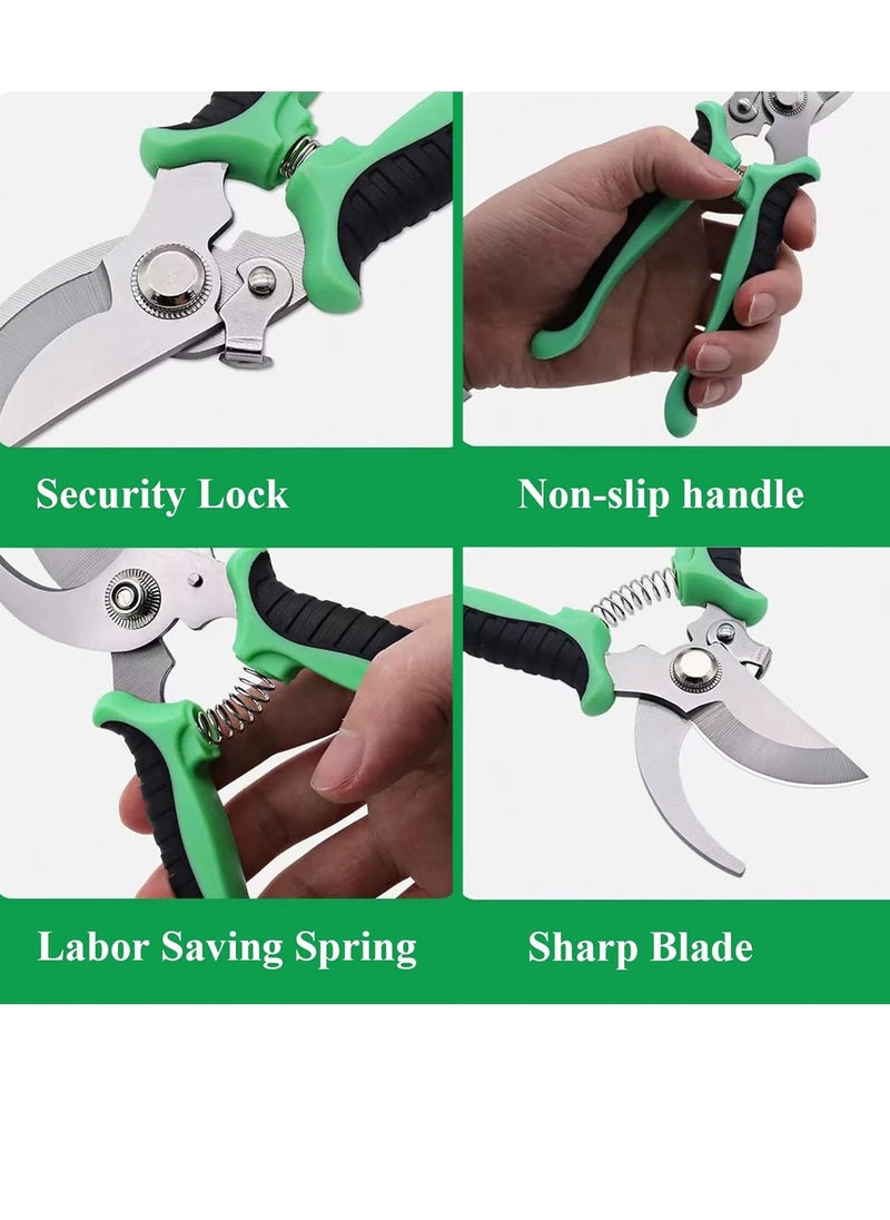 RATSAW - 19cm Hand Gardening Cutter Professional Garden Scissors with Stainless Steel Blade Ultra Sharp Scissors for Trimming Fruits Flowers Plants Green - Image 1