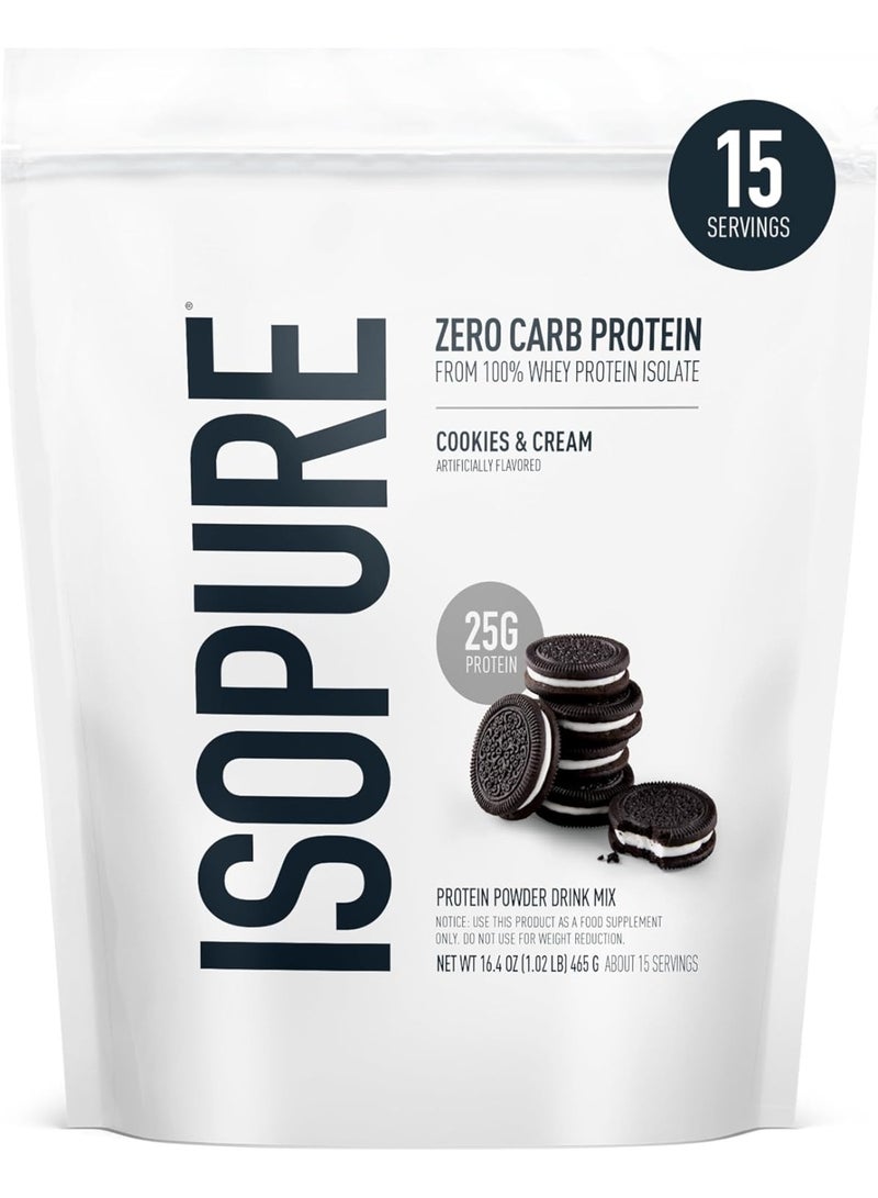 Isopure Zero Carb Protein Whey Isolate Protein Powder,1 Lb Cookies and Cream Flavoured15 Servings - Image 1