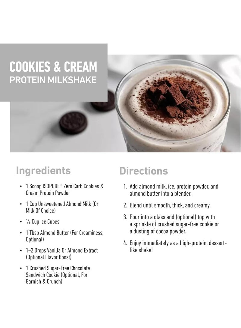 Isopure Zero Carb Protein Whey Isolate Protein Powder,1 Lb Cookies and Cream Flavoured15 Servings - Image 3