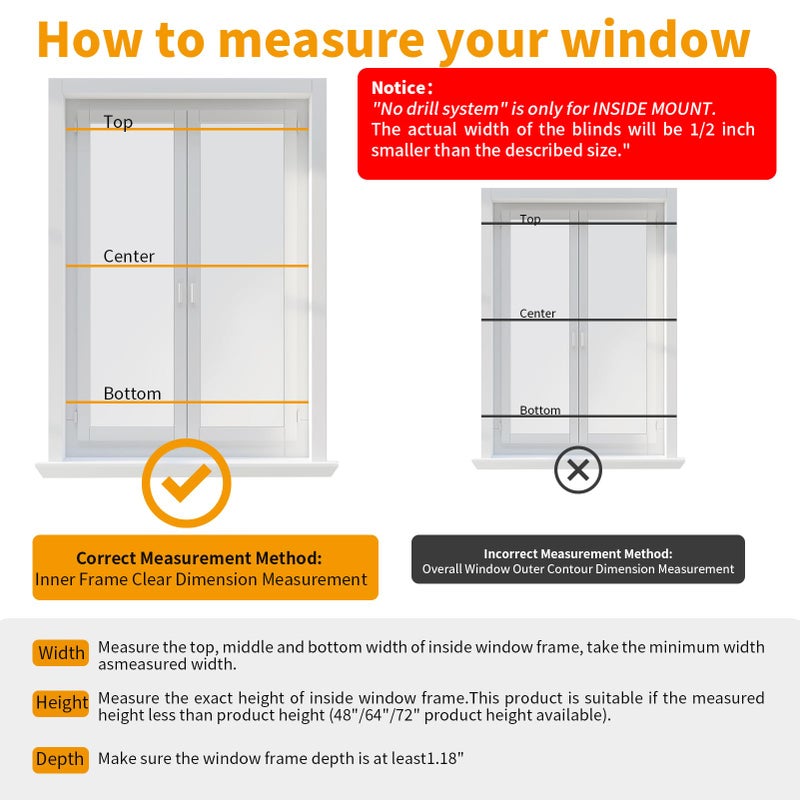 AURILOFT No Tools No Drill Cordless Mini Blinds 20" Wx 36" H, 1" L-Shaped Blades, Horizontal Vinyl Blinds for Indoor Windows, White - Image 5