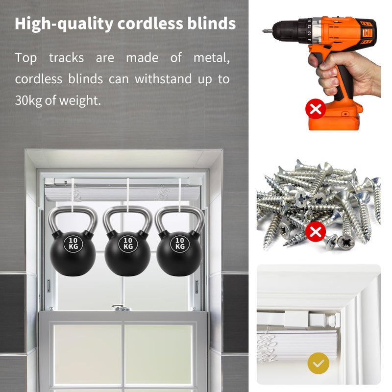 AURILOFT No Tools No Drill Cordless Mini Blinds 20" Wx 36" H, 1" L-Shaped Blades, Horizontal Vinyl Blinds for Indoor Windows, White - Image 4