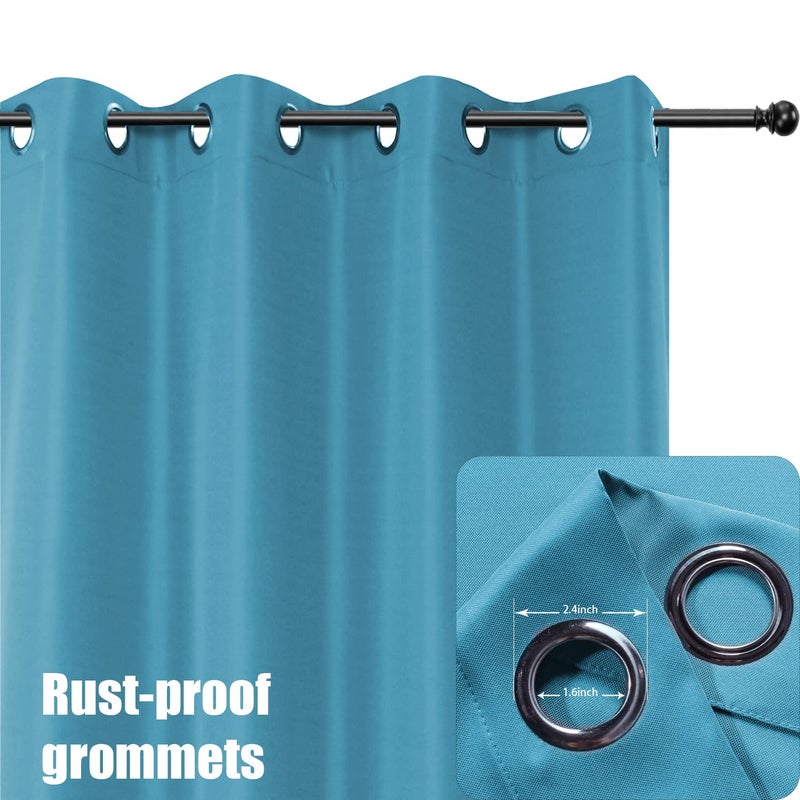 BONZER Outdoor Curtains for Patio Water Resistant Heavy Privacy Light Filtering Grommet Outside Curtains for Porch, Pergola, Gazebo, 1 Panel, 54W x 84L inch, Teal - Image 2