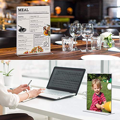 Shuban Acrylic Sign Holder Table Sign Holder Double Sided T Shape Clear Plastic Desktop Display Holder Vertical Menu Stand Sign Holders for School, Office, Hotel, Party (04 X 6 Inch -2Pcs) - Image 3