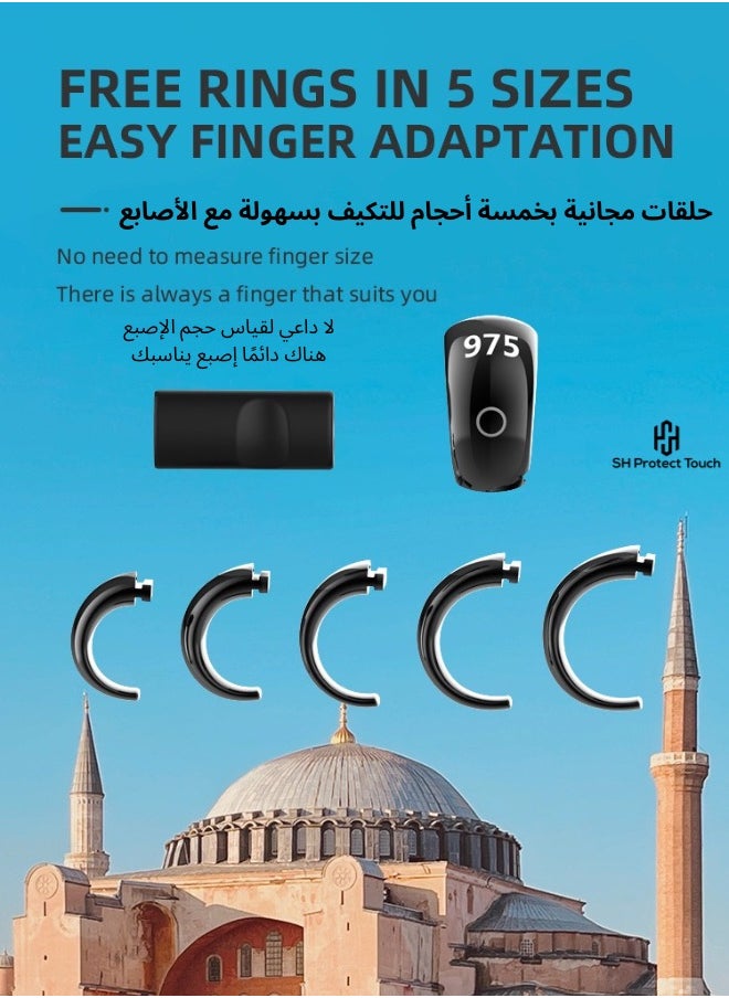 SH PROTECT TOUCH - Zikr Ring Smart Tasbeeh Counter,Prayer timing reminder,OLED display,IPX67 Waterproof, wireless charging, touch buttons, and Five(5) interchangeable sizes - Image 1