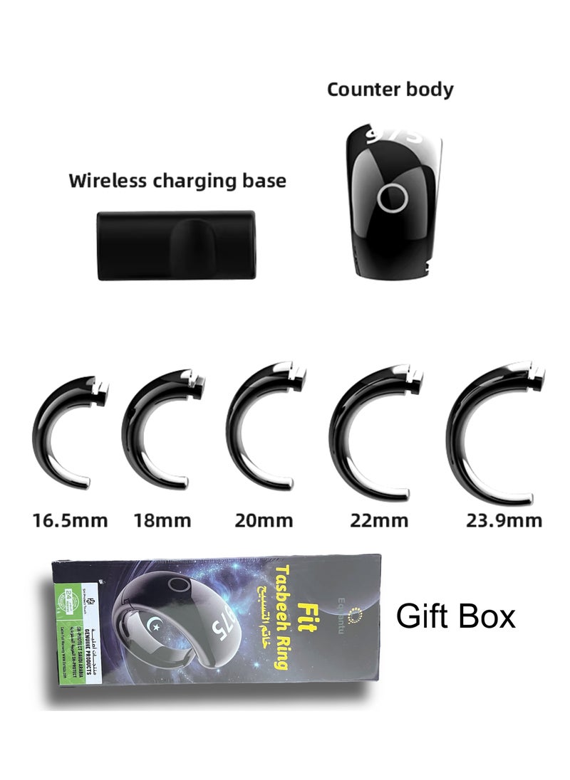 SH PROTECT TOUCH - Zikr Ring Smart Tasbeeh Counter,Prayer timing reminder,OLED display,IPX67 Waterproof, wireless charging, touch buttons, and Five(5) interchangeable sizes - Image 1