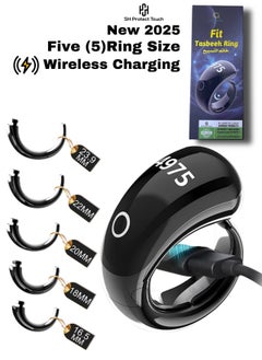 SH PROTECT TOUCH Zikr Ring Smart Tasbeeh Counter,Prayer timing reminder,OLED display,IPX67 Waterproof, wireless charging, touch buttons, and Five(5) interchangeable sizes  - Image 1