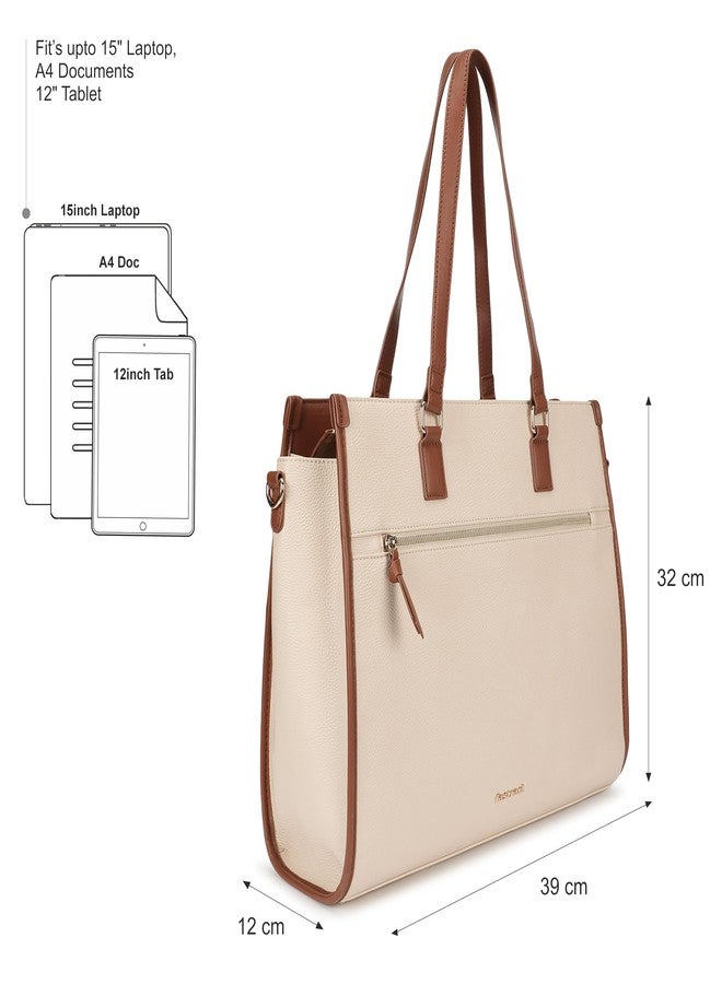 Fastrack PowerCarry Laptop Tote | Faux-Leather Laptop Tote for Women | Dual Compartments, 15'' Padded Laptop Sleeve, Adjustable Webbing Strap, Trolley Loop & External Quick-Access Pocket - Image 4