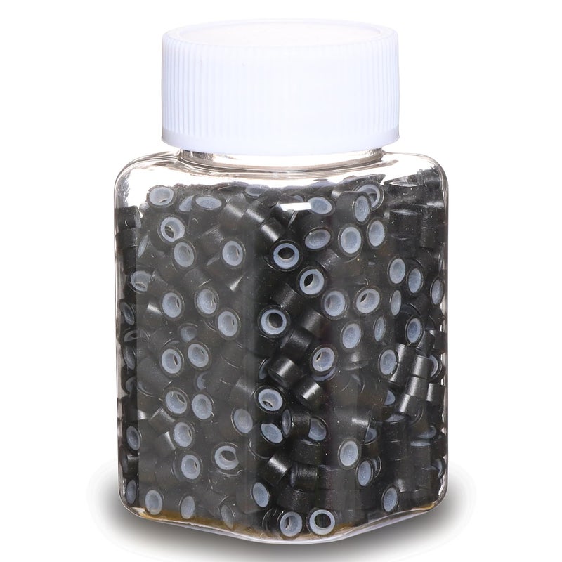 GOTDYA 1000pcs 5mm Hair Extension BeadsSilicone Lined Micro RingsMicroLink Beads for Hair ExtensionsBlack