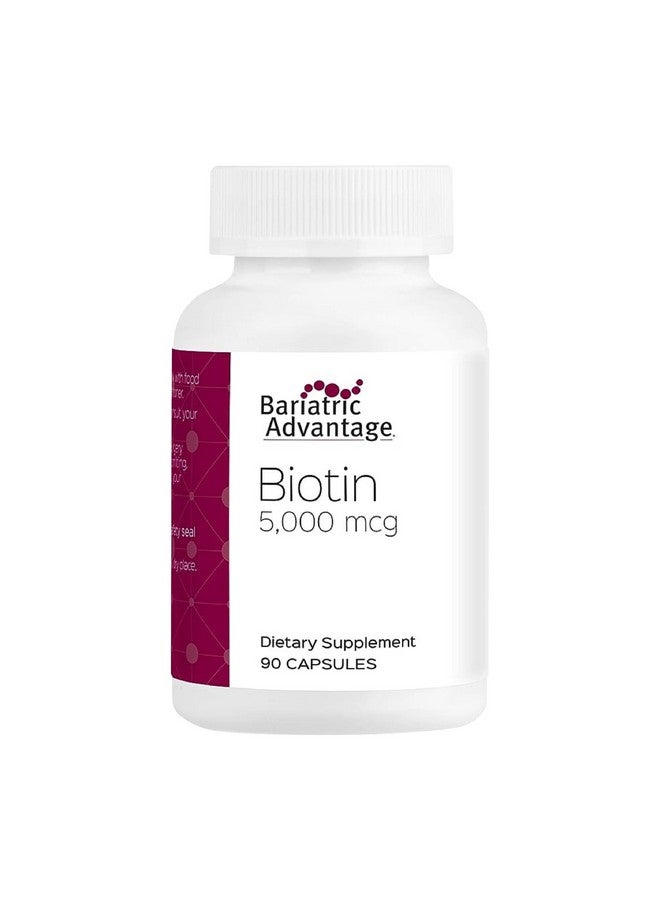 Bariatric Advantage مكمل بيوتين باريتريك أدفانتج 5,000 ميكروغرام - لمرضى جراحة السمنة - كبسولات صغيرة سهلة الهضم - مكمل بيوتين - دعم للشعر والبشرة والأظافر* - 90 حبة - Image 1