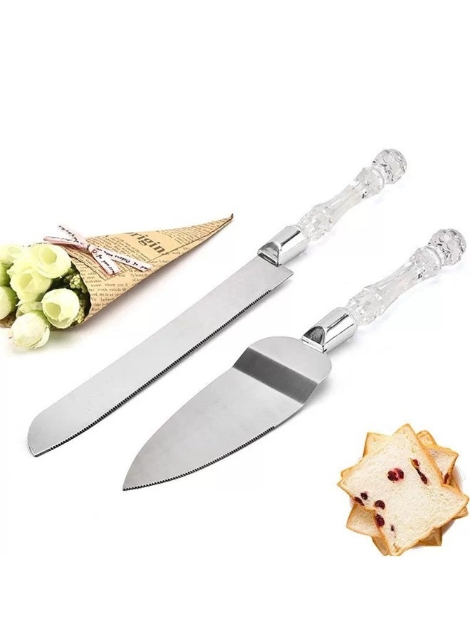 yongsheng 2- Piece Cake Knife ， Cake Knife and Server Set Acrylic Stainless Steel Faux Crystal Handle Holiday  - Image 3