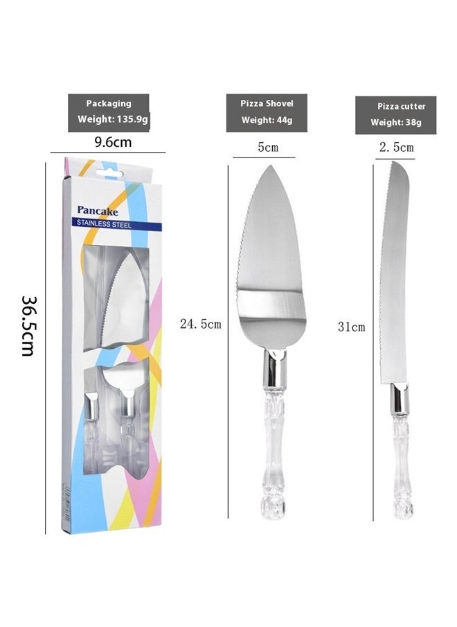 yongsheng 2- Piece Cake Knife ， Cake Knife and Server Set Acrylic Stainless Steel Faux Crystal Handle Holiday  - Image 4