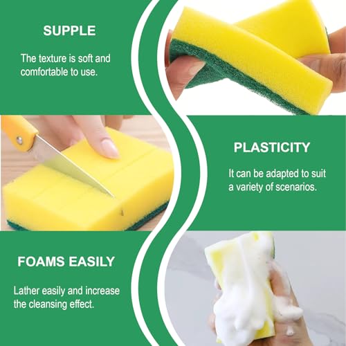 Kldnkig Cleaning Sponge,32 Pack Dual-Sided Dishwashing Sponge for Kitchen, Cleans Fast Without Scratching,Eco Safe on Non-Stick Cookware,Scrub Pads for Dishes,Pans All at Once - Image 4