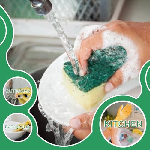 Kldnkig Cleaning Sponge,32 Pack Dual-Sided Dishwashing Sponge for Kitchen, Cleans Fast Without Scratching,Eco Safe on Non-Stick Cookware,Scrub Pads for Dishes,Pans All at Once - Image 3