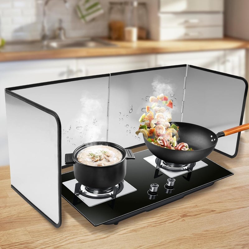 KEYOZA Foldable Kitchen Stove Splatter Guard HeatResistant Aluminum Oil Splash Shield for Cooking NonStick Grease Protector for Gas Electric Stoves Easy to Clean 4Panel Adjustable Design - Image 2
