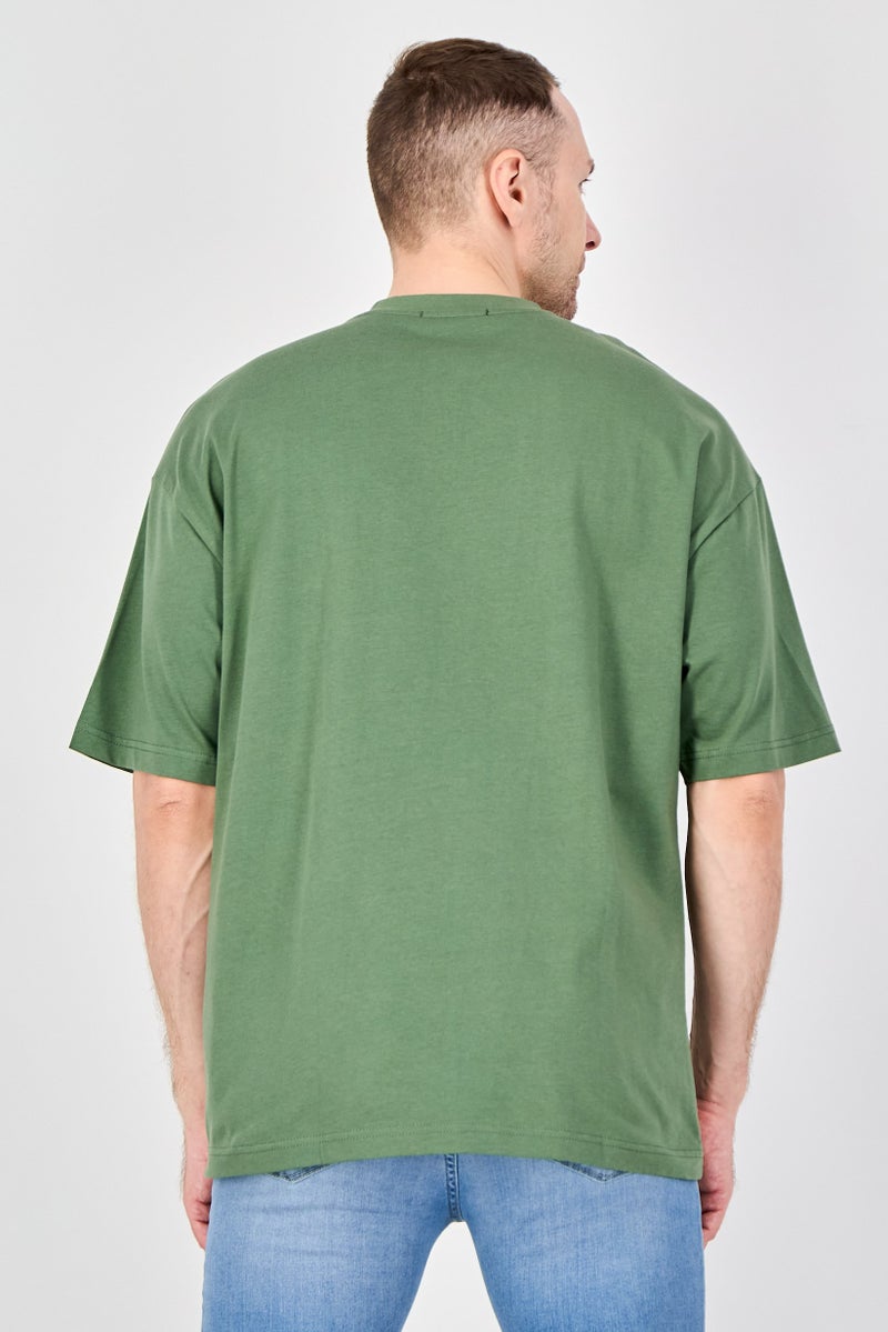 Ketch Men Crew Neck Short Sleeve Brand Logo T-Shirt, Olive - Image 3