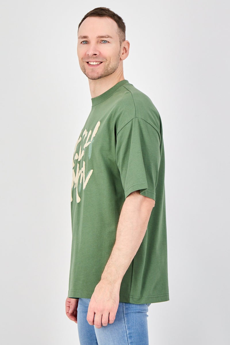 Ketch Men Crew Neck Short Sleeve Brand Logo T-Shirt, Olive - Image 2
