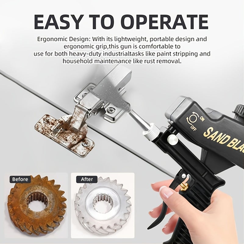 Upgraded Boxed Portable Sandblaster Set 02 With Ergonomic Handle 600cc 18oz Capacity For Painting And Rust Removal Adjustable Gravity Air Supply Suitable For Wood Metal Automotive - Image 5