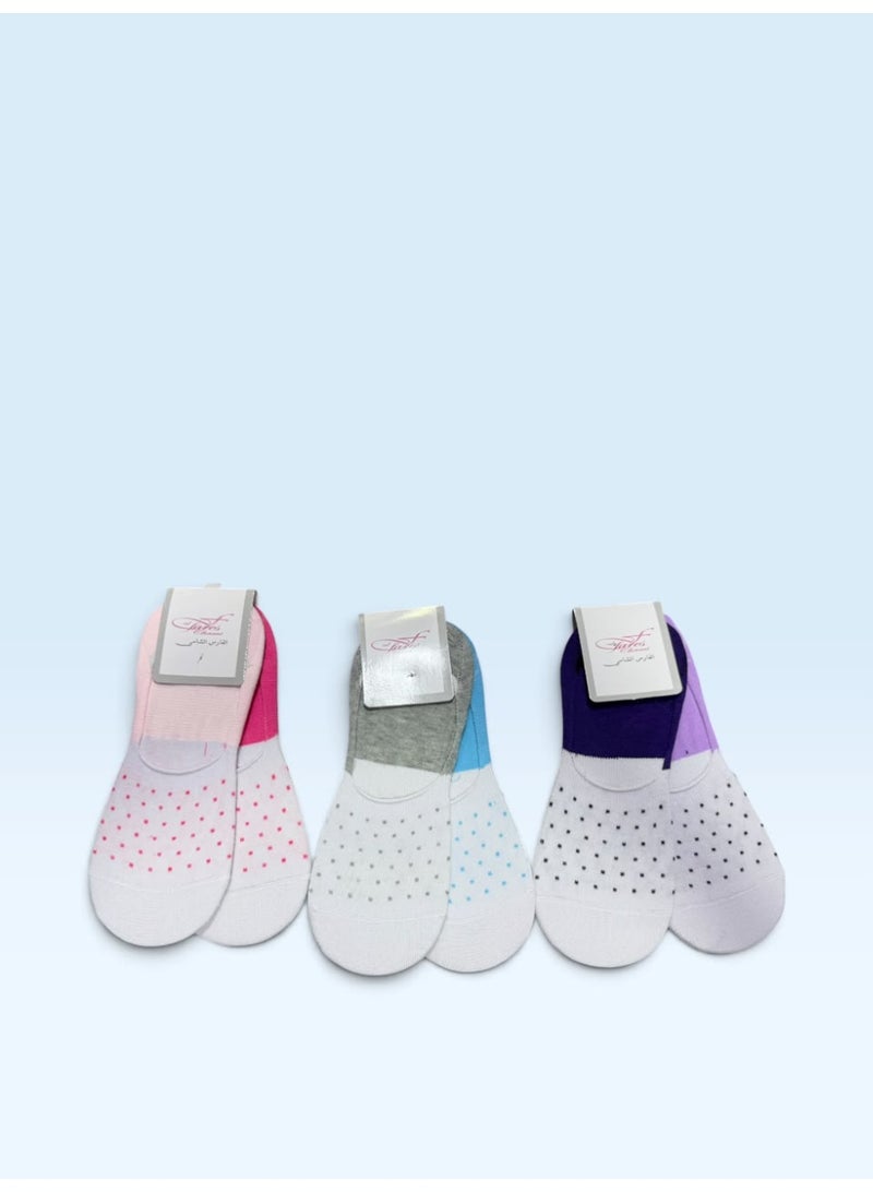 Al Fares Al Shami Women's Plain Liner Socks Pack of 6 Assorted Colors - Image 3
