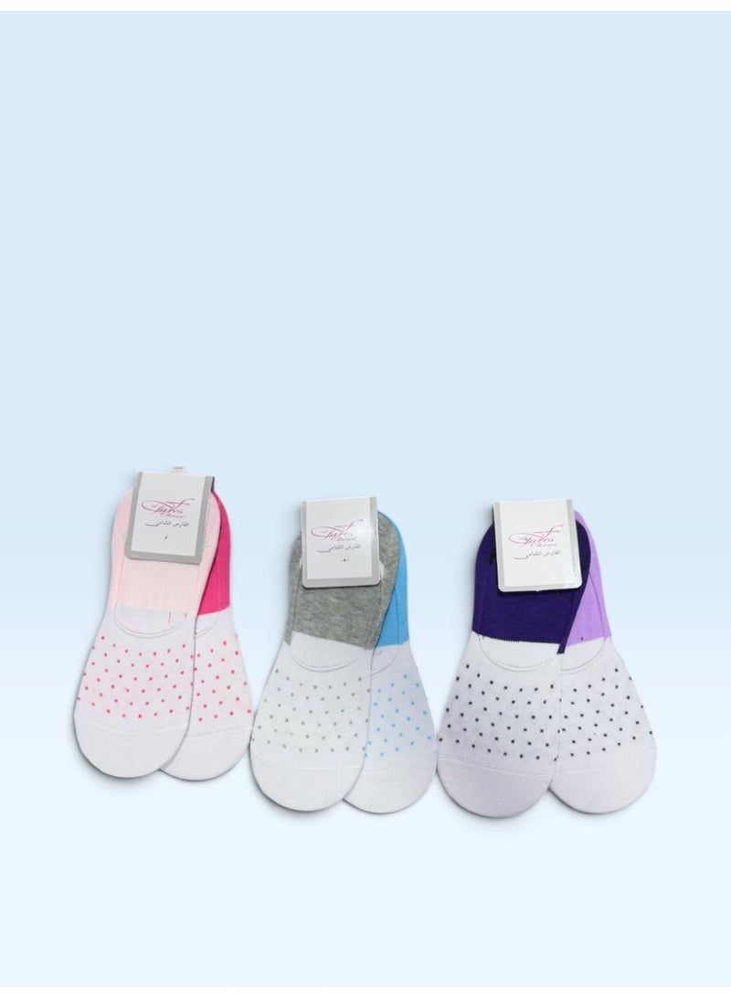 Al Fares Al Shami Women's Plain Liner Socks Pack of 6 Assorted Colors - Image 2