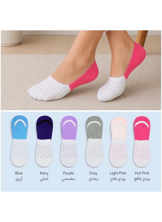 Al Fares Al Shami Women's Plain Liner Socks Pack of 6 Assorted Colors - Image 1