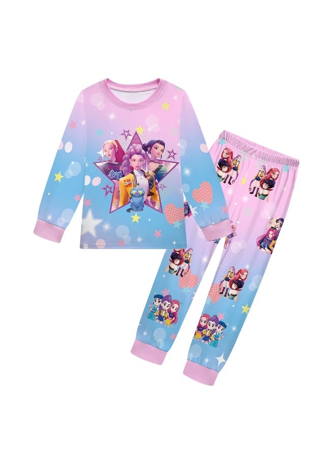 general K-POP: Demon-Hunting Girl Group Printed Pajama Set Long-Sleeve Sleepwear Homewear - Image 1