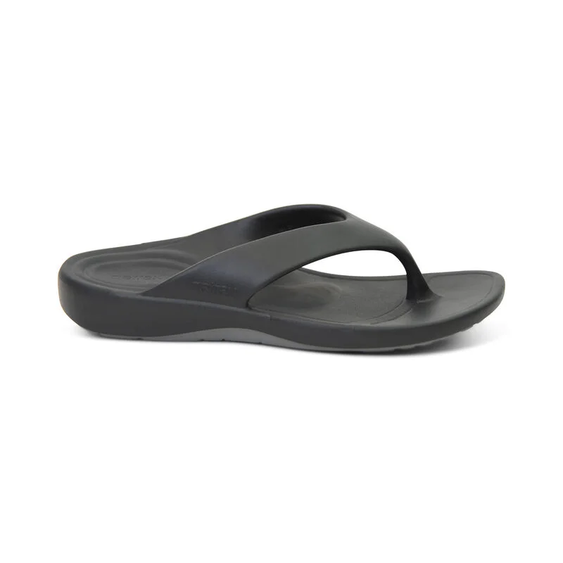 aetrex Maui Orthotic Flips Men Black