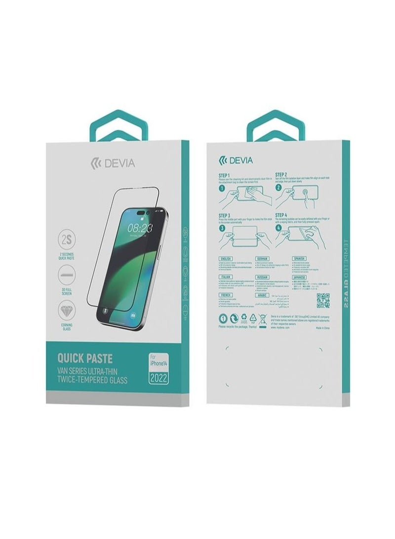 Devia Fan Series iPhone 14 Max Screen Protector Ultra Thin Protective Glass Black Frame - Image 5