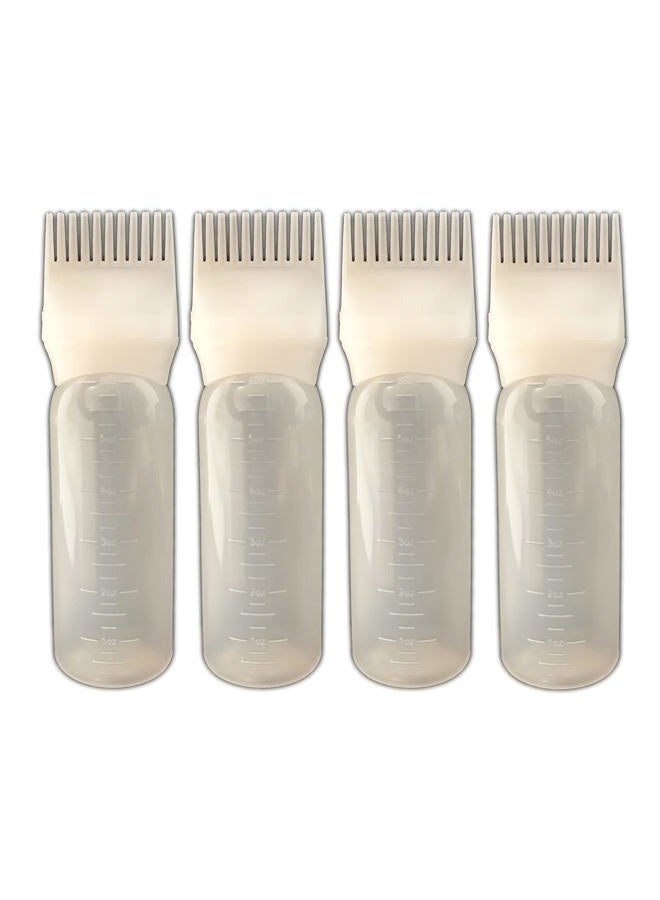 JADEWELL 4 Pack Root Comb Applicator Bottles for Hair Color Dye 6 Ounce Oil Bottle for Scalp Treament Essential and Bleach with Graduated Scale BPA Free - Image 1
