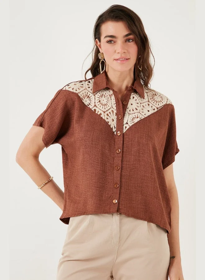 Lela  Lela Lace Relaxed Fit Short Sleeve Shirt Women's SHIRT 5865764 for Women | Best Price UAE