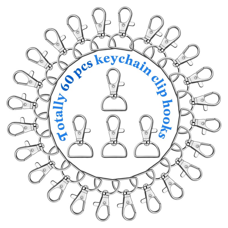 anezus Key Chain Clip Hook, Anezus D Ring Clip Keychain Lanyard Swivel Snap Hooks Clip on Key Ring for Crafts and Purse Hardware (1 inch) - Image 2