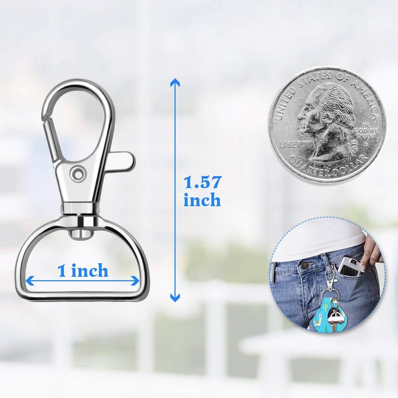 anezus Key Chain Clip Hook, Anezus D Ring Clip Keychain Lanyard Swivel Snap Hooks Clip on Key Ring for Crafts and Purse Hardware (1 inch) - Image 3