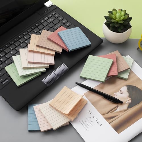 Kozerite (16 Pack) Lined Sticky Notes 3x3 in Ruled Stickies Super Sticking Power Memo Pads Vintage Colors - Image 4