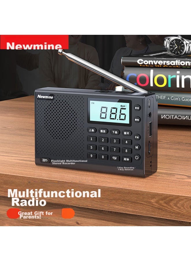 Newmine Newman N12 Radio, Mini Portable Listening Device For Elderly, Fm Tuning, Small Music Player, Rechargeable, Card-insertable, For Listening To Songs, Evaluating Books, And Opera, Deep Space Gray Upgraded Version - Image 1