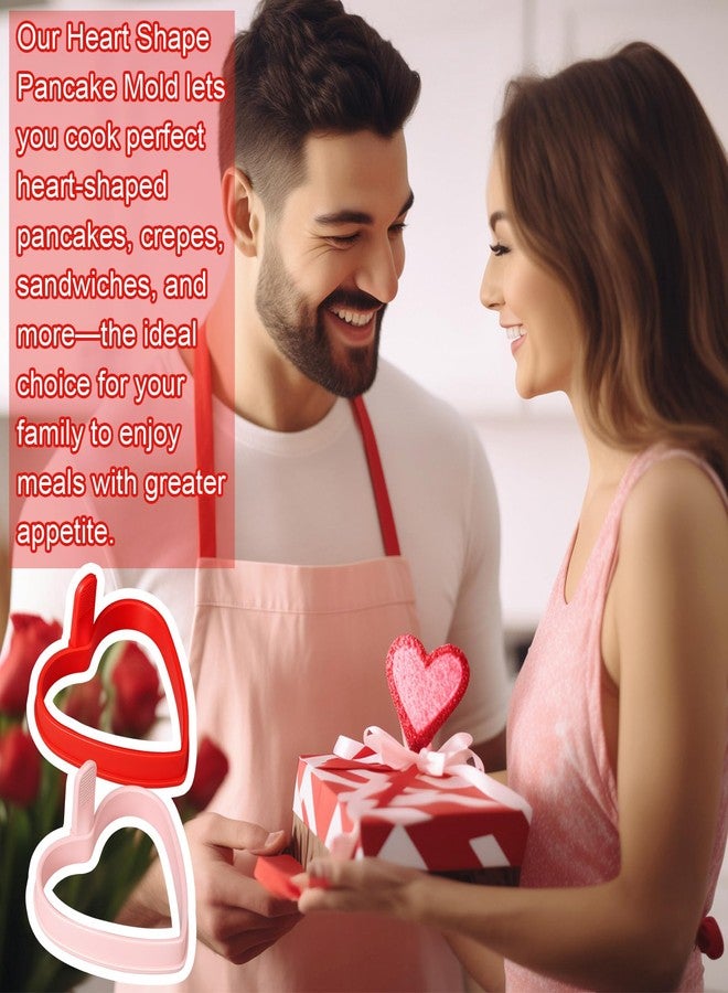 Reallnaive 4 Pcs Heart Shaped Egg Ring Molds Silicone Nonstick Fried Egg Pancake Molds for Cooking 4 Inch Red Pink Cooker Rings for Griddle Breakfast Valentine's Day Shaped Kitchen Tools - Image 4