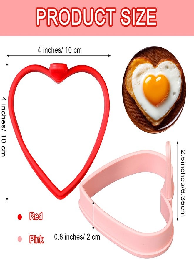 Reallnaive 4 Pcs Heart Shaped Egg Ring Molds Silicone Nonstick Fried Egg Pancake Molds for Cooking 4 Inch Red Pink Cooker Rings for Griddle Breakfast Valentine's Day Shaped Kitchen Tools - Image 2
