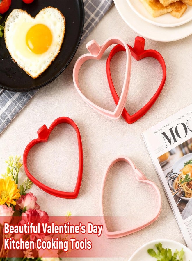 Reallnaive 4 Pcs Heart Shaped Egg Ring Molds Silicone Nonstick Fried Egg Pancake Molds for Cooking 4 Inch Red Pink Cooker Rings for Griddle Breakfast Valentine's Day Shaped Kitchen Tools - Image 5