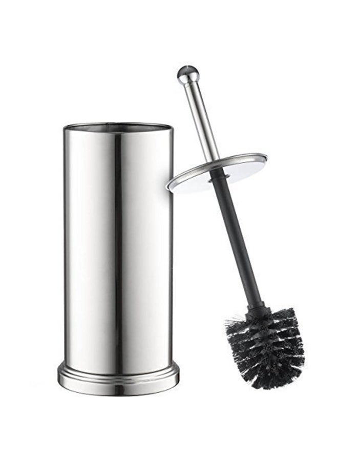 Home-it Toilet Bowl Brush and Holder Set - Chrome Tall Toilet Bowl Cleaner Brush with Lid, Great Bathroom Toilet Scrubber Brush - Image 1