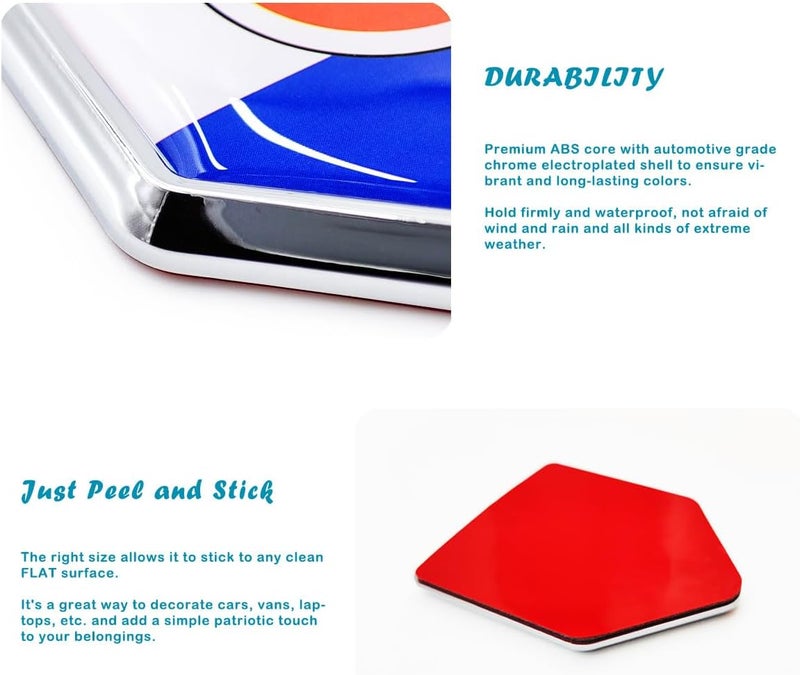 Overdecor Paraguay Flag Decal Stickers Car Emblem Paraguayan Car Accessories Decorations Chrome Shield Flag Sticker Decals for Cars Truck Vehicles, 2 Pack - Image 3
