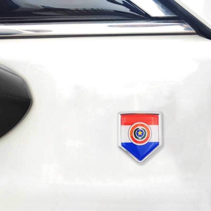 Overdecor Paraguay Flag Decal Stickers Car Emblem Paraguayan Car Accessories Decorations Chrome Shield Flag Sticker Decals for Cars Truck Vehicles, 2 Pack - Image 4