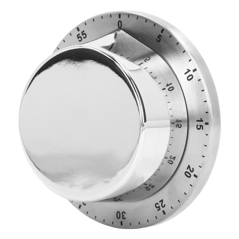 Mechanical Kitchen Timer: White Stainless Steel, Magnetic Design, Clear Scale - Loud Ringing Countdown Timer for Cooking, Baking, Home, Office, Fitness - Image 3
