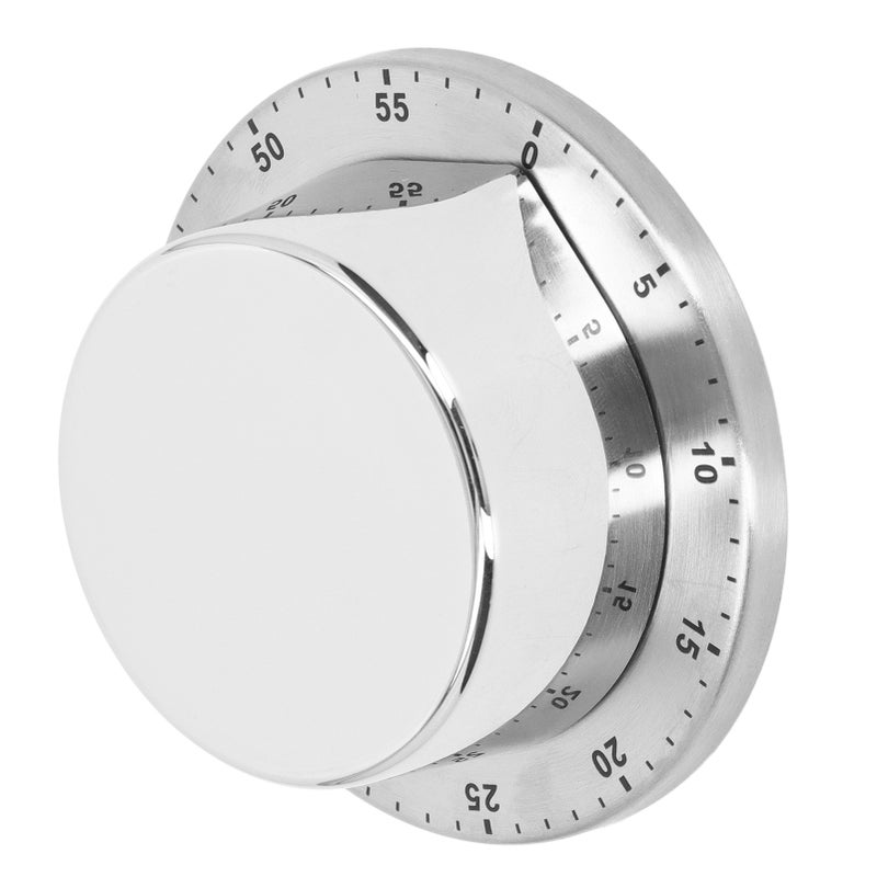 Mechanical Kitchen Timer: White Stainless Steel, Magnetic Design, Clear Scale - Loud Ringing Countdown Timer for Cooking, Baking, Home, Office, Fitness - Image 5
